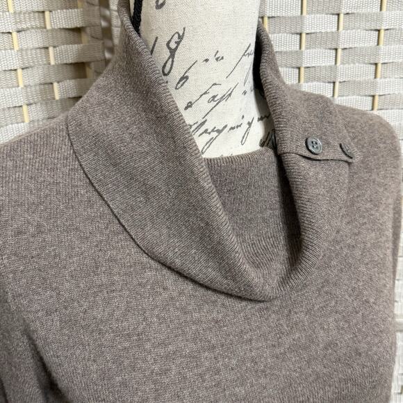 Vintage Charter Club 2-ply 100% Cashmere Sweater Women’s M Tan Button Cowl Neck - Picture 5 of 9